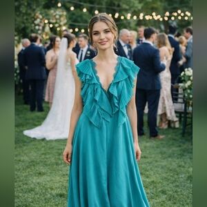 ASOS Teal Maxi Dress with Ruffle Detail